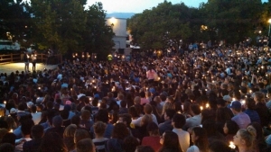 Image from the vigil for the Isla Vista tragedy.